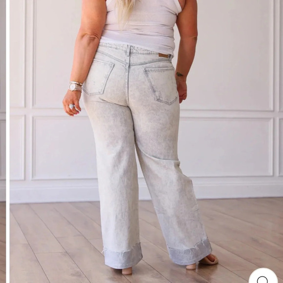 NWT Grace & Emma Straight Leg Distressed Stone Wash Jean Size 18 Gray White - Picture 2 of 13